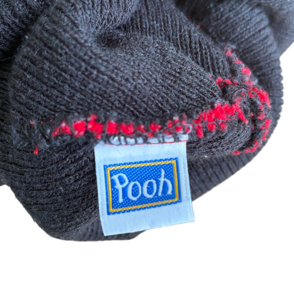Winnie the Pooh Disney Red Black Vintage 90's Black Red Beanie Snow Winter‎ Hat - Picture 4 of 5